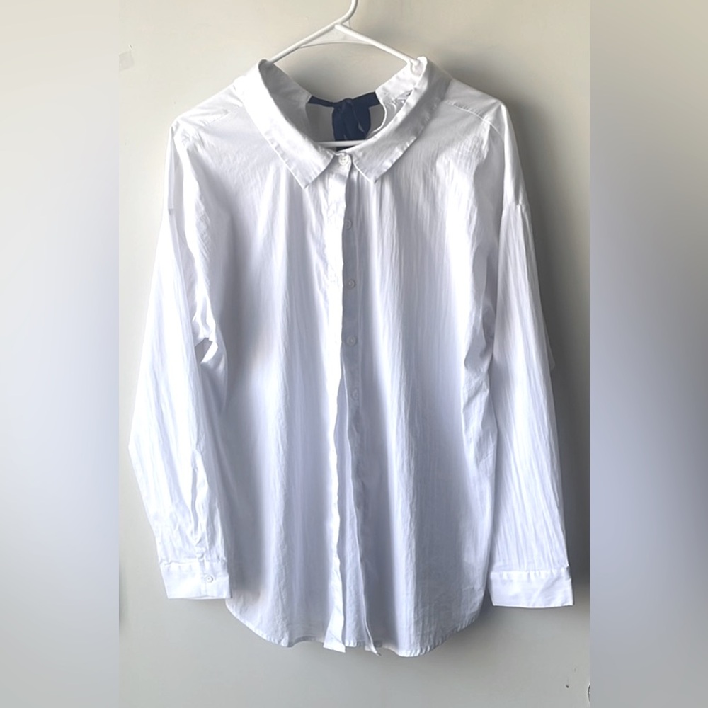 Naked Zebra White Button Down Top with Classic Collar - Picture 4 of 8